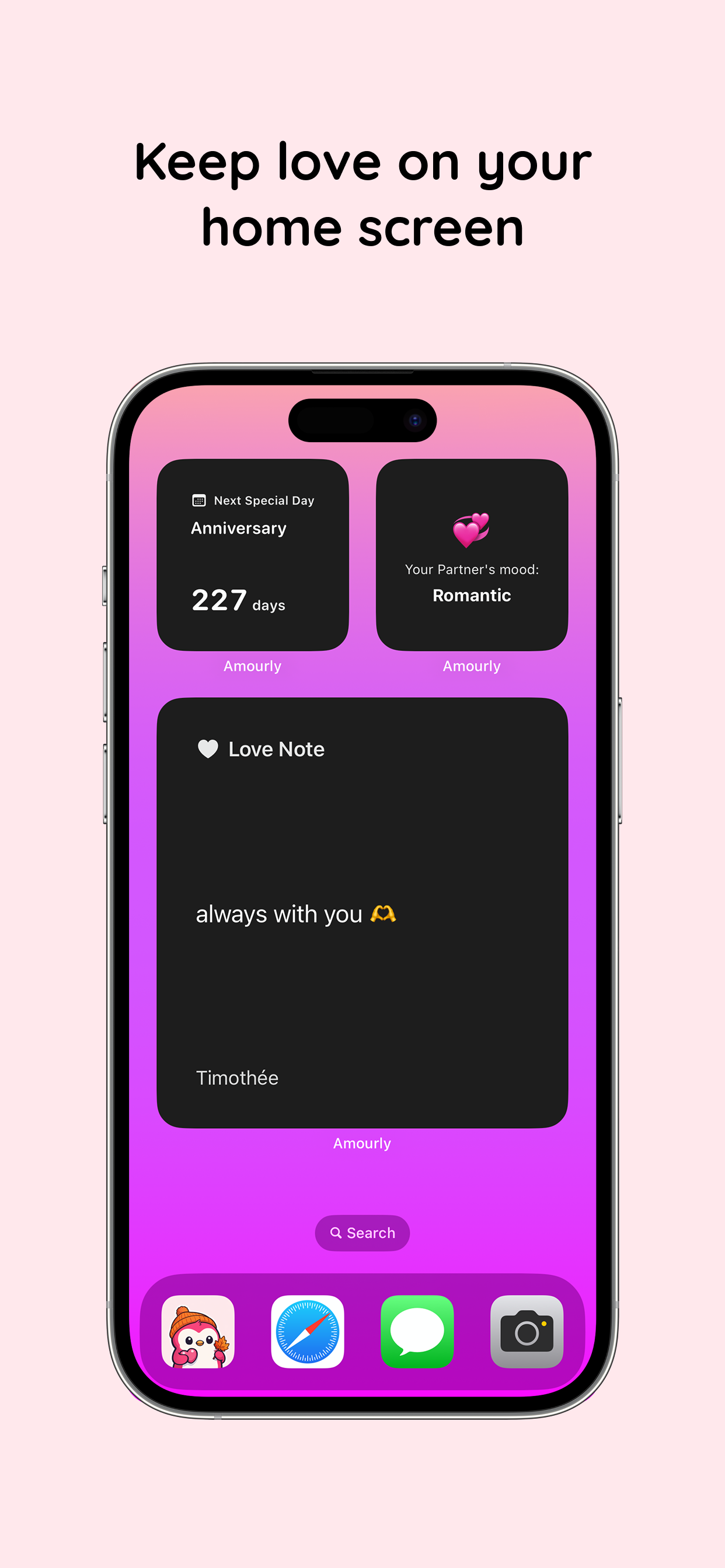 Presence in daily life screen in Amourly